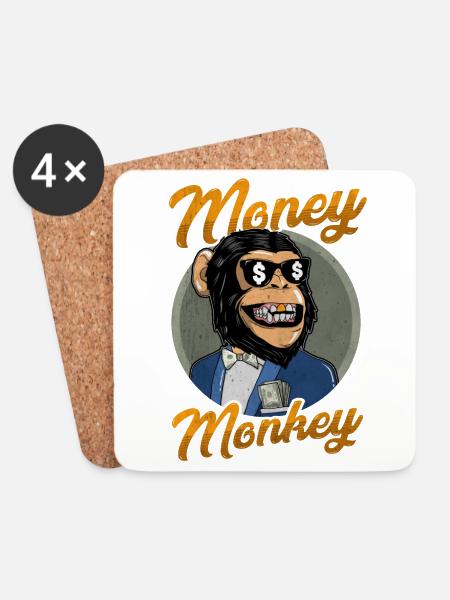 Money Monkey. Affe. Geld. Reich. Geschenkidee - Untersetzer (4er-Set) - Weiß