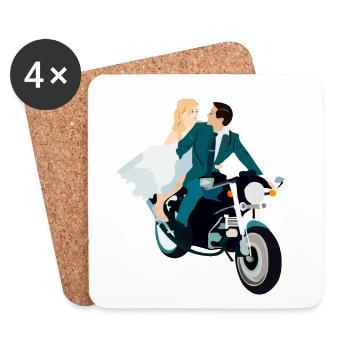 Marry on the motorcycle - Coasters (set of 4) - white - Front