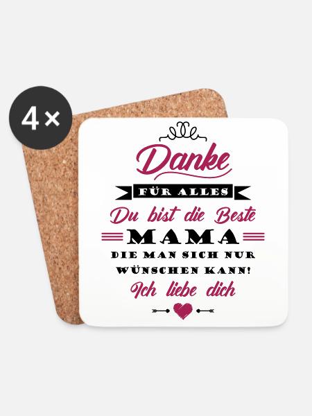 Danke Mama - Untersetzer (4er-Set) - Weiß