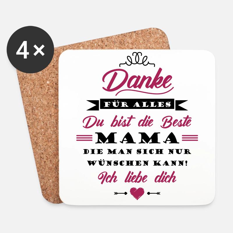 Danke Mama - Untersetzer (4er-Set) - Weiß