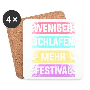 Festival Schlafen Feiern Party Sommer Geschenk - Untersetzer (4er-Set) - Weiß - Vorne