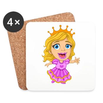 Princess Cartoon Caricature - Coasters (set of 4) - white - Front