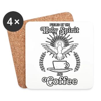 Alimenté par le Saint-Esprit et le café - Dessous de verre (lot de 4) - blanc - Devant