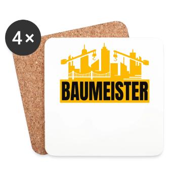 Baumeister Baustelle Bauarbeiter Geschenk - Untersetzer (4er-Set) - Weiß - Vorne