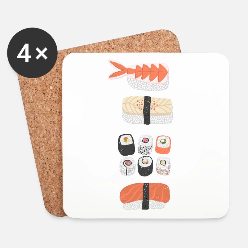 Sushi - Sottobicchieri (set da 4 pezzi) - bianco