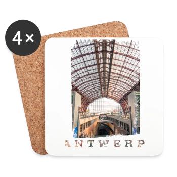 Antwerp | Central Station - Coasters (set of 4) - white - Front