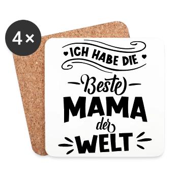 Beste Mama der Welt Muttertag Mutter Familie Liebe - Untersetzer (4er-Set) - Weiß - Vorne
