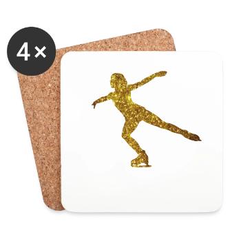 Patineuse artistique Silhoeutette Gold patinage artistique - Dessous de verre (lot de 4) - blanc - Devant