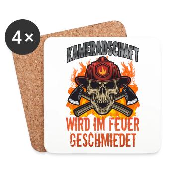 Feuerwehr Kameradschaft Feuerwehrmann - Untersetzer (4er-Set) - Weiß - Vorne