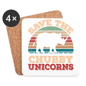 Retro Vintage Sunset Save The Chubby Unicorns - Untersetzer (4er-Set) - Weiß - Vorne