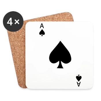 Pik Ass Spielkarte Karneval Kostüm Poker Casino - Untersetzer (4er-Set) - Weiß - Vorne