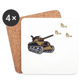 Panzer Tank Tiger Militär Geschenk - Untersetzer (4er-Set) - Weiß - Vorne