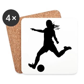 soccer féminin - Dessous de verre (lot de 4) - blanc - Devant
