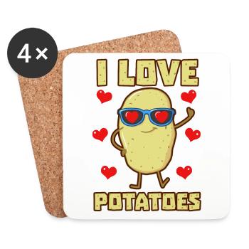 I love potatoes - Coasters (set of 4) - white - Front