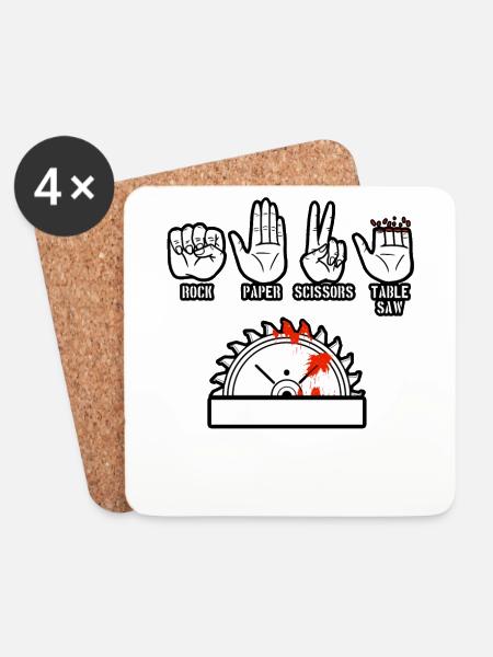 Rock Paper Scissors Table Saw - Untersetzer (4er-Set) - Weiß