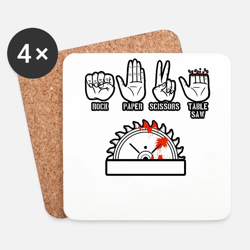 Rock Paper Scissors Table Saw - Untersetzer (4er-Set) - Weiß