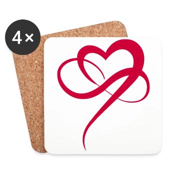 Red Heart Infinity Heart Symbol Love Polyamory - Coasters (set of 4) - white - Front