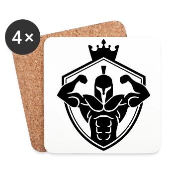 spartan helmet muscles crest - Coasters (set of 4) - white - Front
