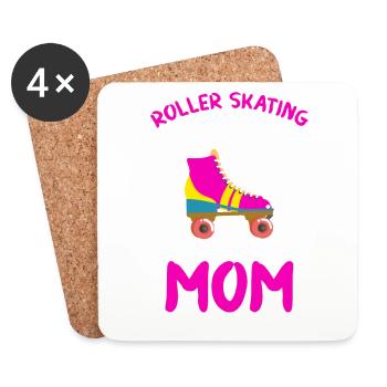 Rollerskate Geburtstagsmama Geschenke T-Shirt - Untersetzer (4er-Set) - Weiß - Vorne