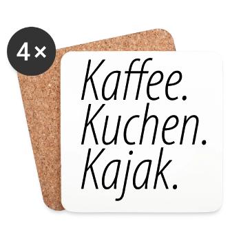 Kaffee Espresso Käffchen Kuchen Kanu Kajak - Untersetzer (4er-Set) - Weiß - Vorne