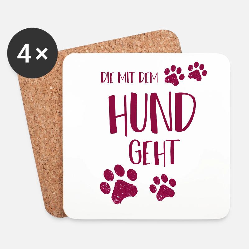 Die mit dem Hund geht - Untersetzer (4er-Set) - Weiß