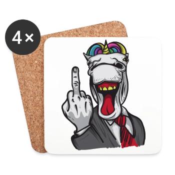 Unicorn middle finger business - Coasters (set of 4) - white - Front