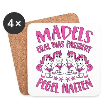 Mädels Pegel Halten Mallorca Sprüche Einhorn Party - Untersetzer (4er-Set) - Weiß - Vorne