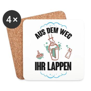 Aus dem Weg Ihr Lappen - Putzfrau, Reinigungskraft - Untersetzer (4er-Set) - Weiß - Vorne
