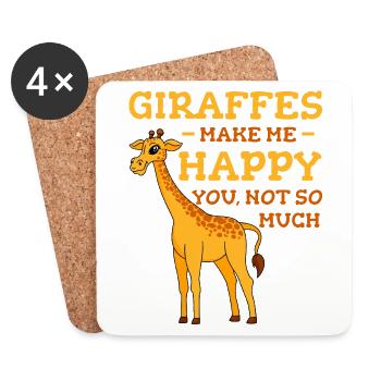 Les girafes me rendent heureux - Dessous de verre (lot de 4) - blanc - Devant