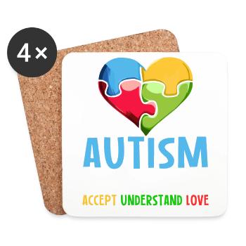 Autism Awareness Accept understand love - Coasters (set of 4) - white - Front