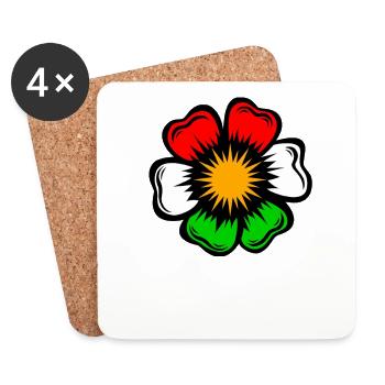 drapeau kurdistan kurdi azadi fleur gül - Dessous de verre (lot de 4) - blanc - Devant