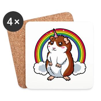 Unicorn Guinea Pig Rainbow - Coasters (set of 4) - white - Front