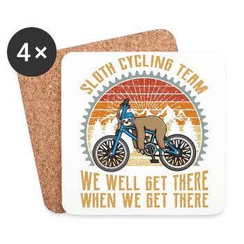 Vintage Sloth Cycling Team - Coasters (set of 4) - white - Front