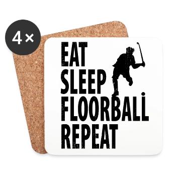 Floorball - Untersetzer (4er-Set) - Weiß - Vorne