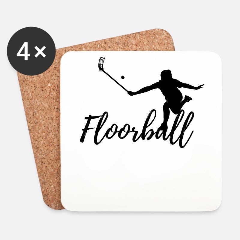 Floorball - Untersetzer (4er-Set) - Weiß