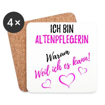 Altenpflegerin - Pflege - Untersetzer (4er-Set) - Weiß - Vorne