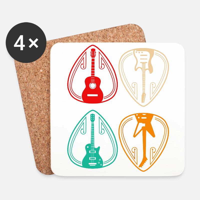Vintage Guitar Pick Guitarist Gift - Untersetzer (4er-Set) - Weiß