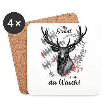 Mei Dirndl is in da Wäsch Dirndl Ersat - Coasters (set of 4) - white - Front