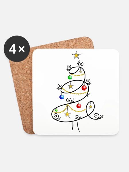 Tannenbaum Weihnachtsbaum Christbaum Weihnachten - Untersetzer (4er-Set) - Weiß