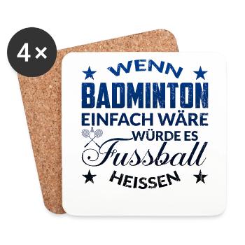 Badminton Spruch - Untersetzer (4er-Set) - Weiß - Vorne