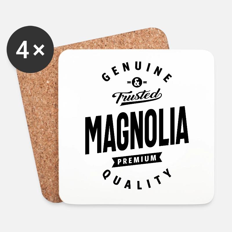Magnolia personalisierter Name Geburtstagsgeschenk - Untersetzer (4er-Set) - Weiß