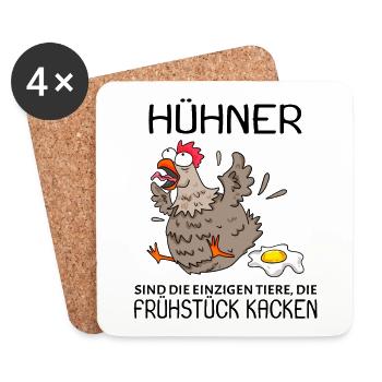 Landwirt Landwirte Huhn Hühner - lustiger Spruch - Untersetzer (4er-Set) - Weiß - Vorne