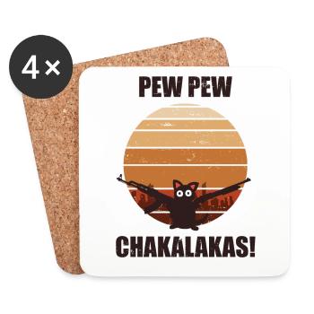 Pew Pew Chakalakas Vintage Cat - Untersetzer (4er-Set) - Weiß - Vorne