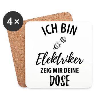 Ich bin Elektriker zeig mir deine Dose - Untersetzer (4er-Set) - Weiß - Vorne