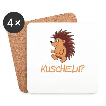 Igel zum Kuscheln Lustiger süßer Igel zum kuscheln - Untersetzer (4er-Set) - Weiß - Vorne