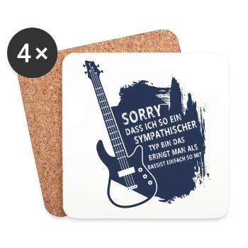 Bassist Bassisten Bassspieler E-Bass Geschenk - Untersetzer (4er-Set) - Weiß - Vorne