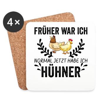 Huhn Hühner Spruch - Untersetzer (4er-Set) - Weiß - Vorne