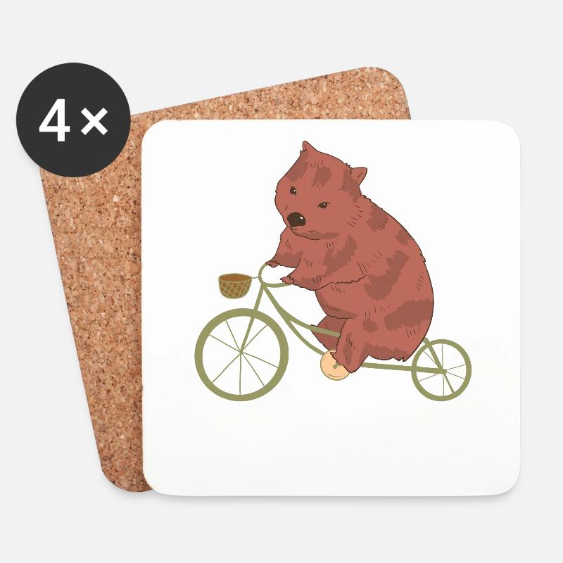 Radfahrer Wombat - Untersetzer (4er-Set) - Weiß