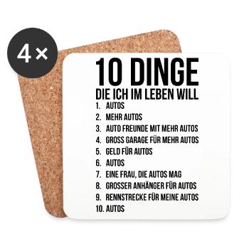 Tuning Sportwagen Motorsport Geschenk - Untersetzer (4er-Set) - Weiß - Vorne