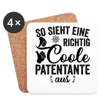 Coole Patentante Tante Taufpatin Patin Geschenk - Untersetzer (4er-Set) - Weiß - Vorne